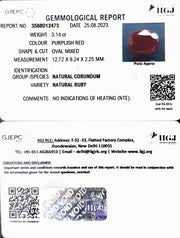 3.14/CT Natural Neo Burma Ruby with Govt. Lab Certificate (5661)